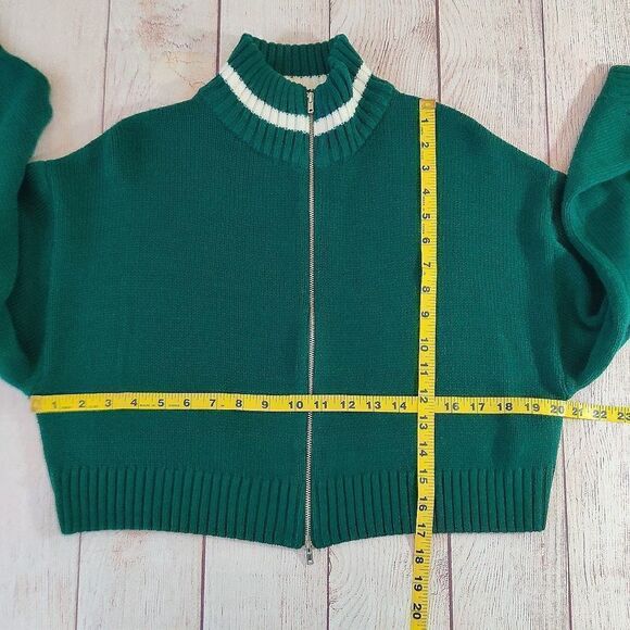 H&M Divided green zip front crop sweater jacket S - Picture 8 of 10